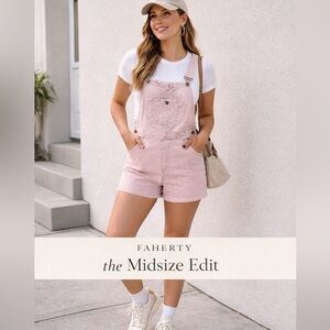 Faherty Pink Denim Short Overalls | The Midsize Edit
Size:Medium